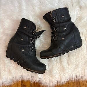 Sorel Cate Leather Wedge Boots